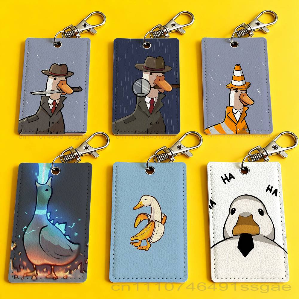 Leather Works - Cartoon Cute Goose Duck Badge Holder