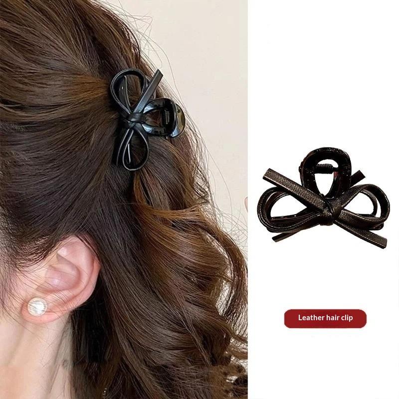 Leatherwork Pony - 2Pcs Vintage Leather Bow Small Hair