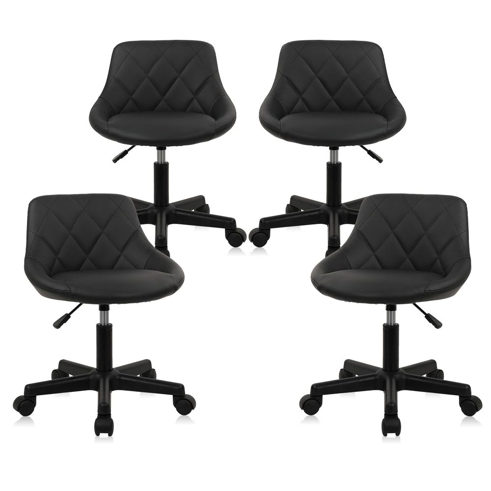 Low Back Rolling Stool PU Leat - Leatherwork Desk ulasan dan harga