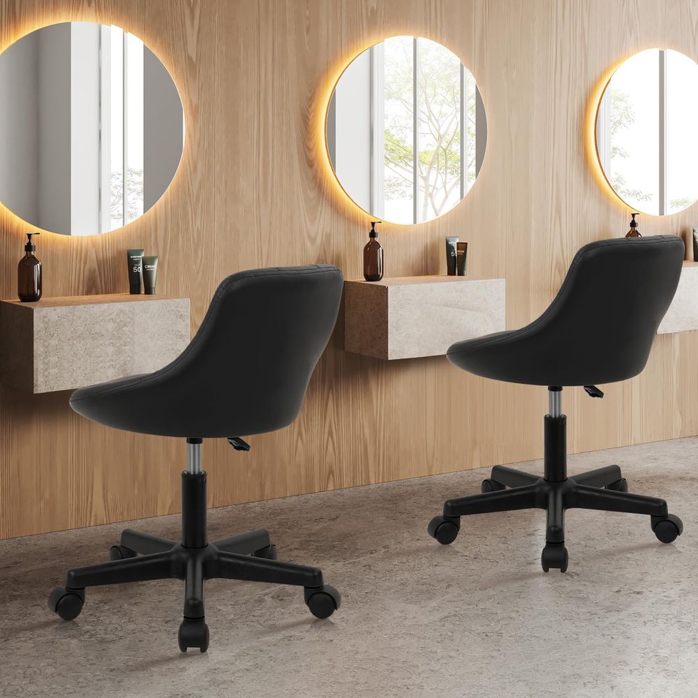 Low Back Rolling Stool PU Leat - Leatherwork Desk ulasan dan harga