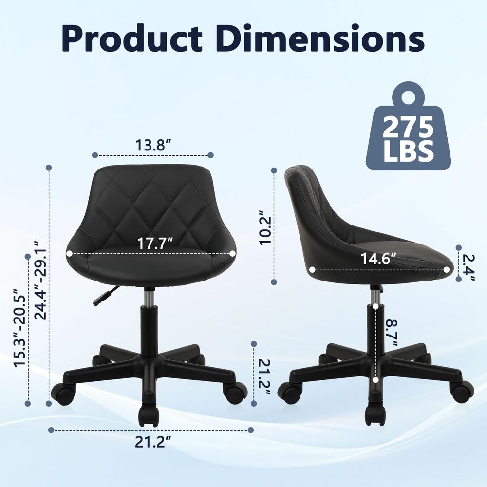 Low Back Rolling Stool PU Leat - Leatherwork Desk ulasan dan harga