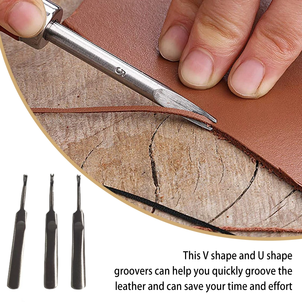 3Pcs Leather Groover Kit U V S - Leatherwork Edge Creaser ulasan dan harga