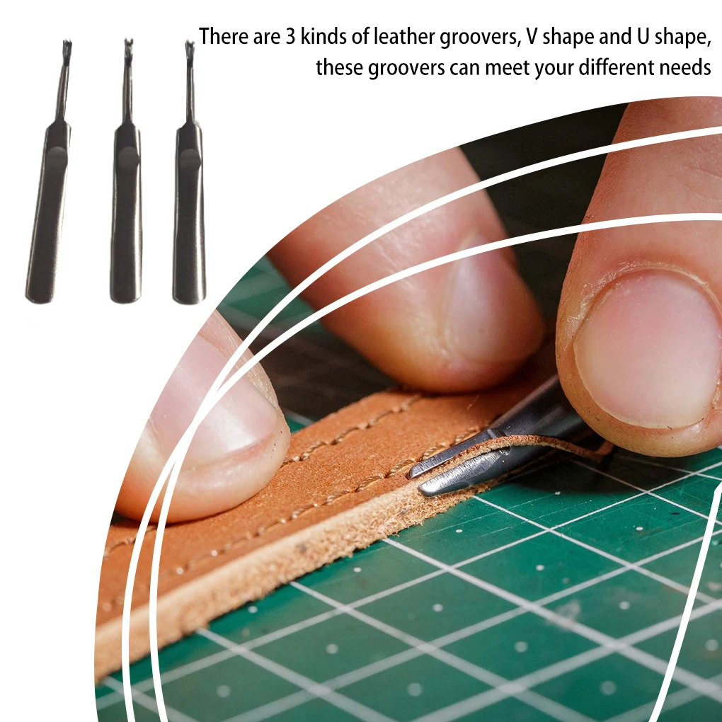 3Pcs Leather Groover Kit U V S - Leatherwork Edge Creaser ulasan dan harga