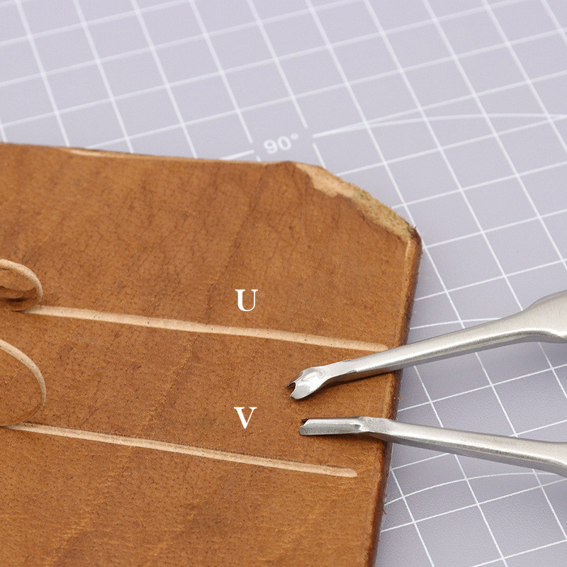 2Pcs Leathercraft Tool Kit U+V - Groover Stitching Tool ulasan dan harga
