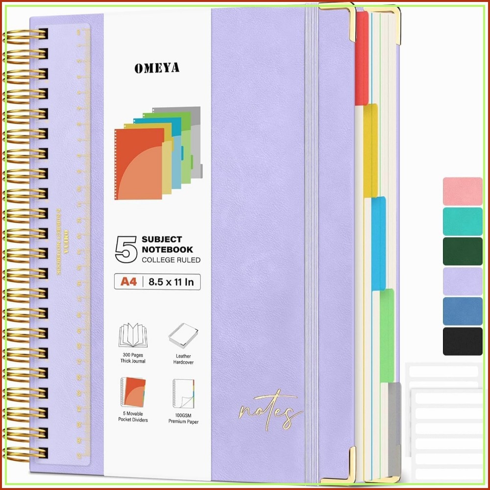 A4 Leather 5-Subject Notebook, - Leatherwork Products ulasan dan harga