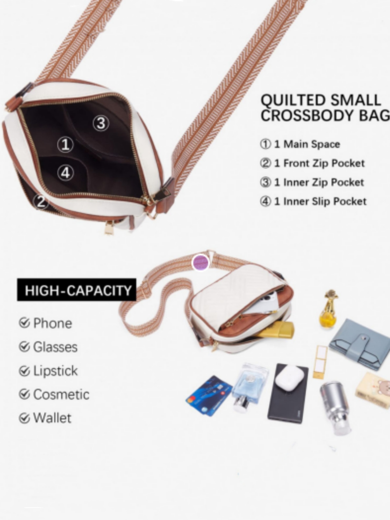 Women's Quilted Crossbody Bag, - Leatherwork Products ulasan dan harga