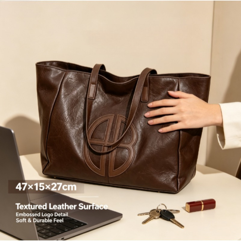 2026 New Retro Large Capacity  - Leather Work Bag Women ulasan dan harga