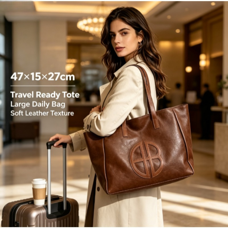 2026 New Retro Large Capacity  - Leather Work Bag Women ulasan dan harga