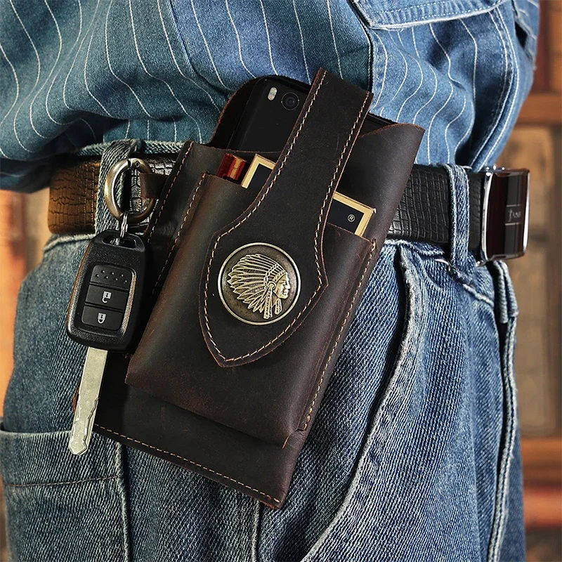Mens Genuine Leather Waist Bag - Leatherwork Fasteners ulasan dan harga