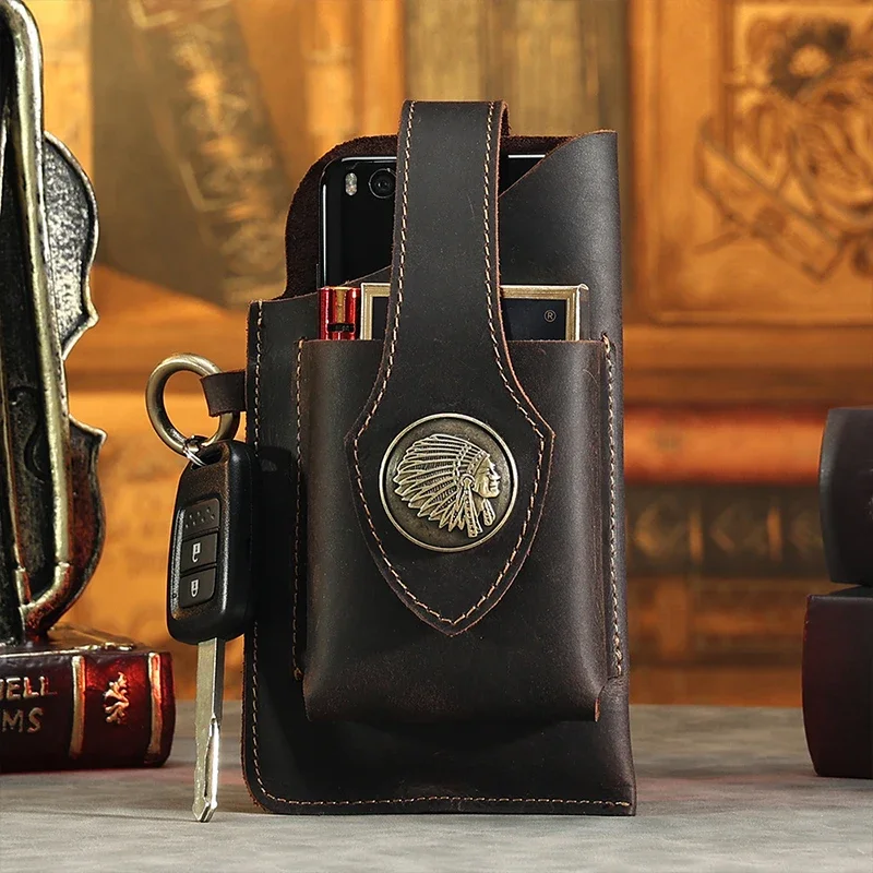 Mens Genuine Leather Waist Bag - Leatherwork Fasteners ulasan dan harga