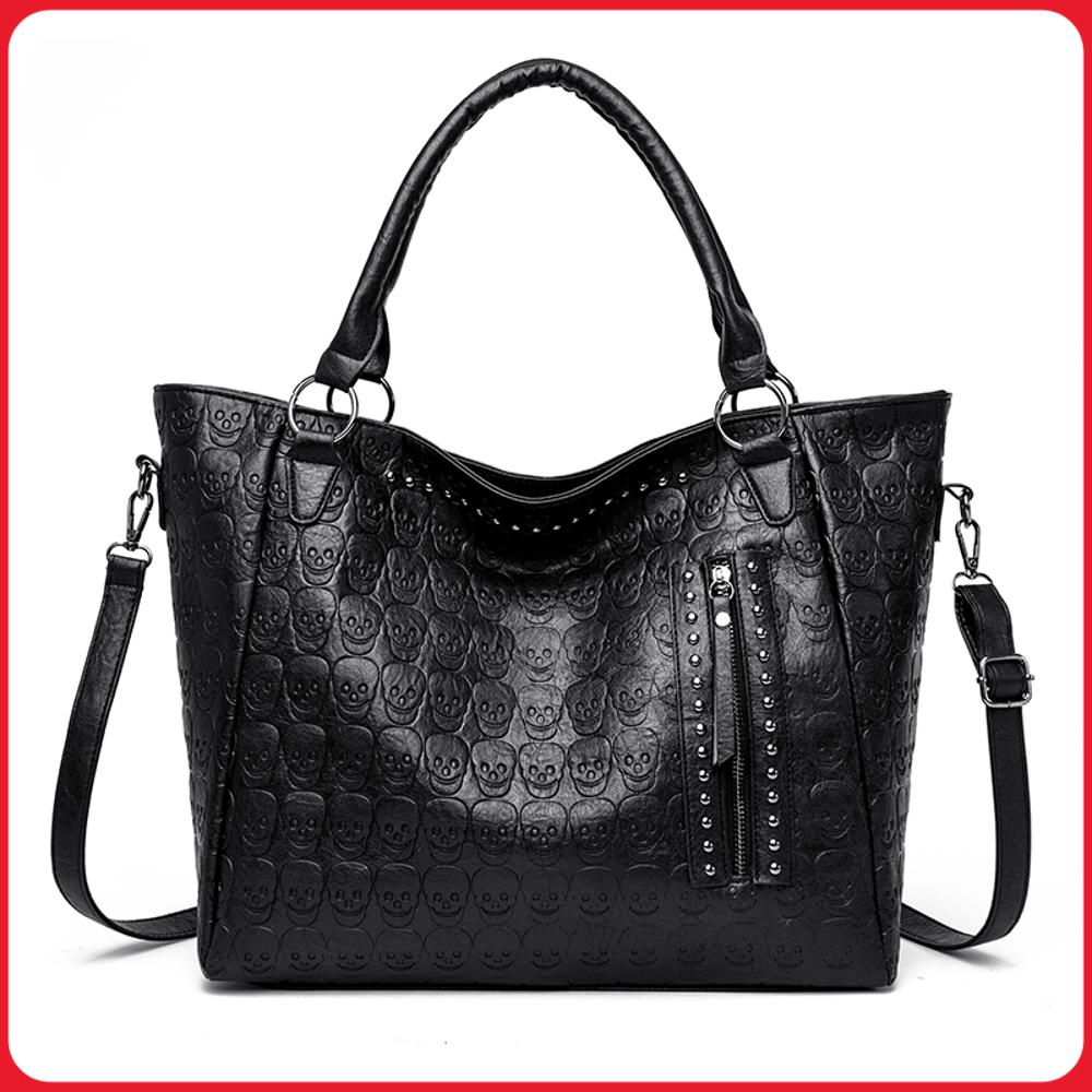 Punk Skull Crossbody Bag PU Le - Leather Work Bag Women ulasan dan harga